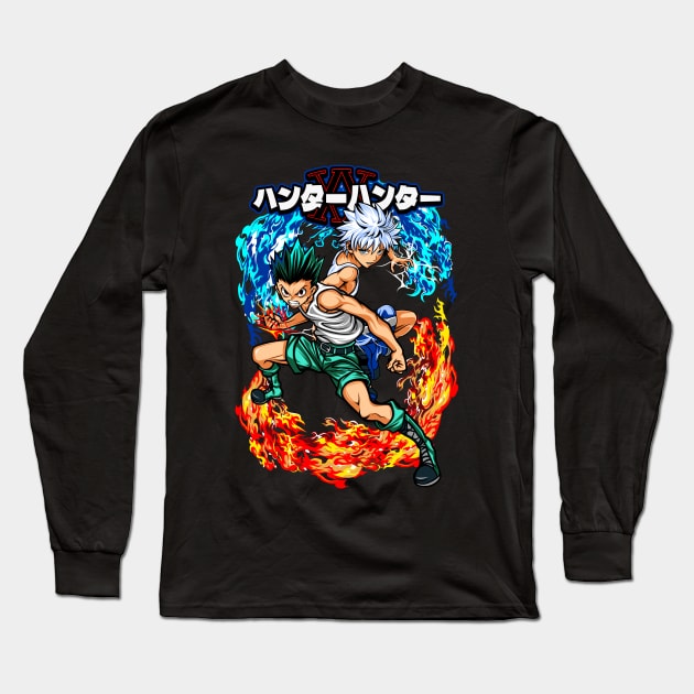 Gon & Killua Anime art Long Sleeve T-Shirt by Planet of Tees